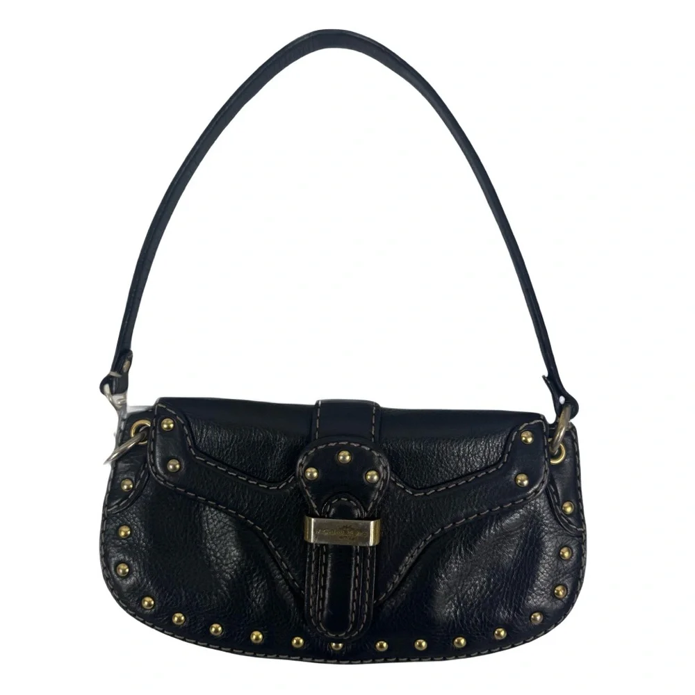 MICHAEL Kors Uptown Astor Blk Leather Stud Mini Purse Wristlet Shoulder Belt Bag